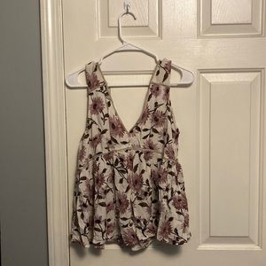 Low-Cut, Flowered Tank Top